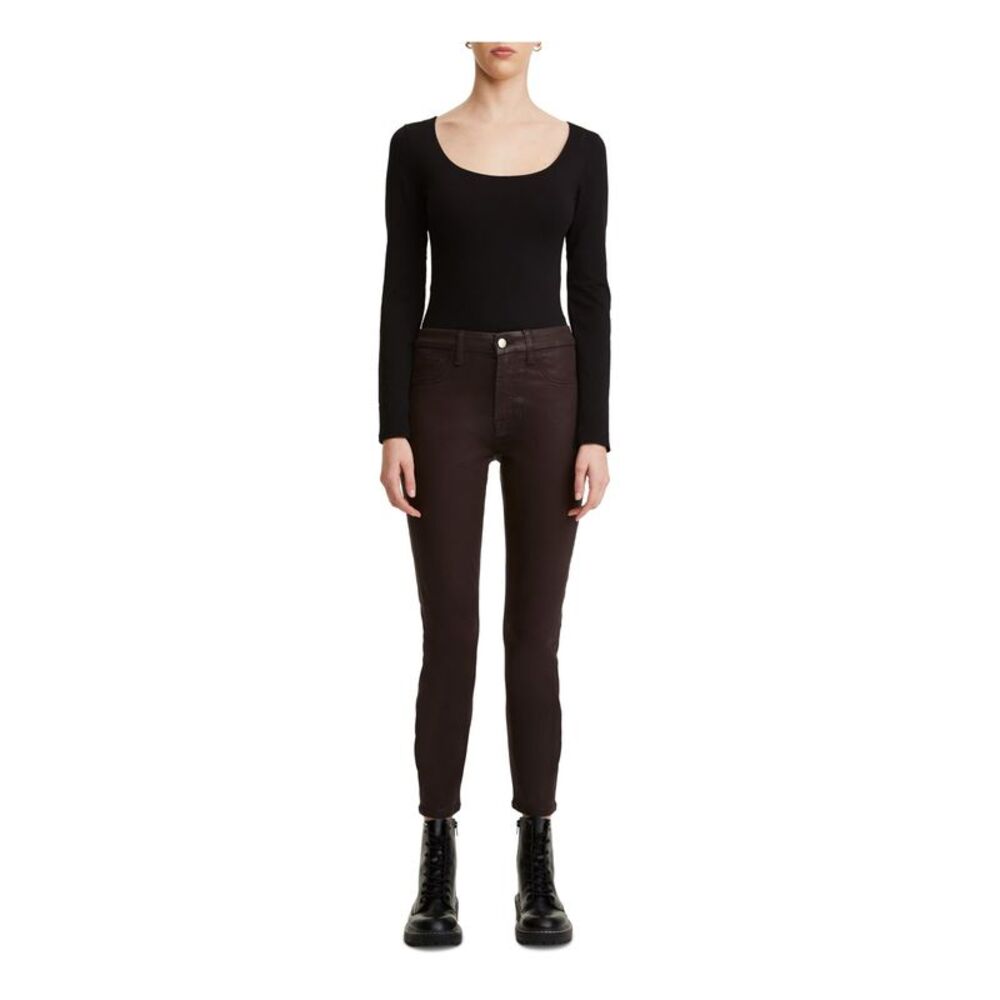 Jen 7 By 7 For All Mankind Womens Pants Brown Leather-inspired Coating Juniors 6